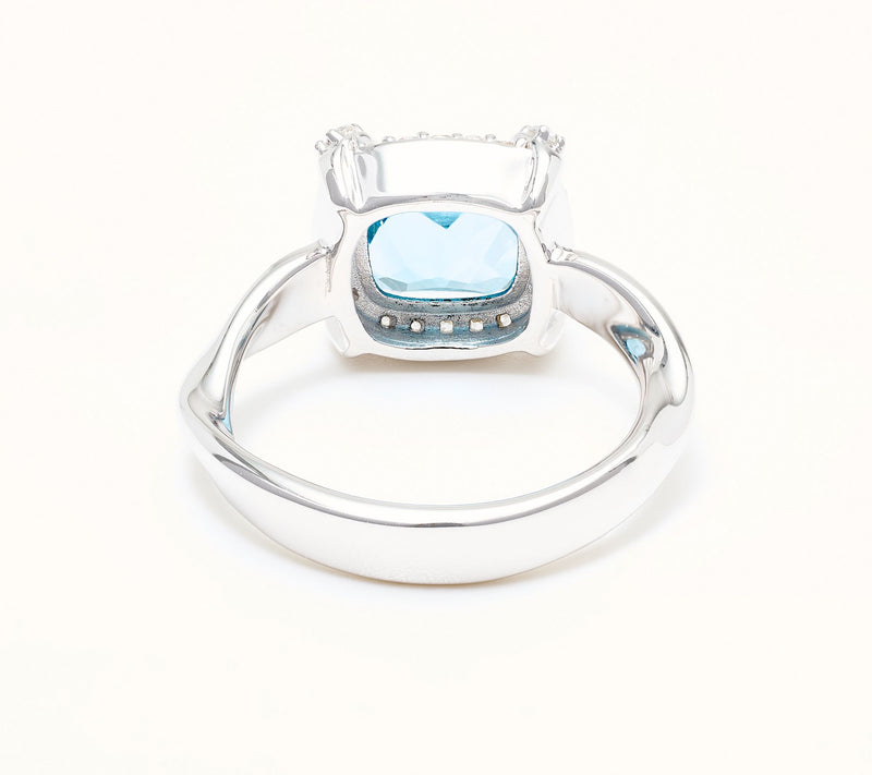 Christian James by Scott Grimes Sterling Silver Cushion Halo Gemstone Ring — View 3
