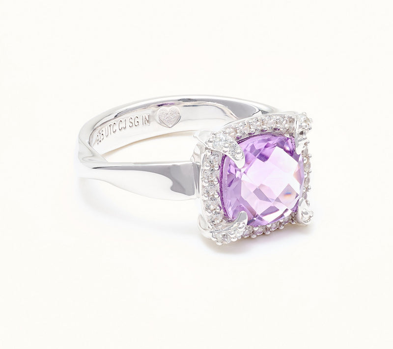 Christian James by Scott Grimes Sterling Silver Cushion Halo Gemstone Ring — View 14