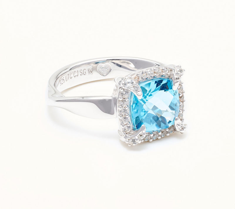 Christian James by Scott Grimes Sterling Silver Cushion Halo Gemstone Ring — View 15