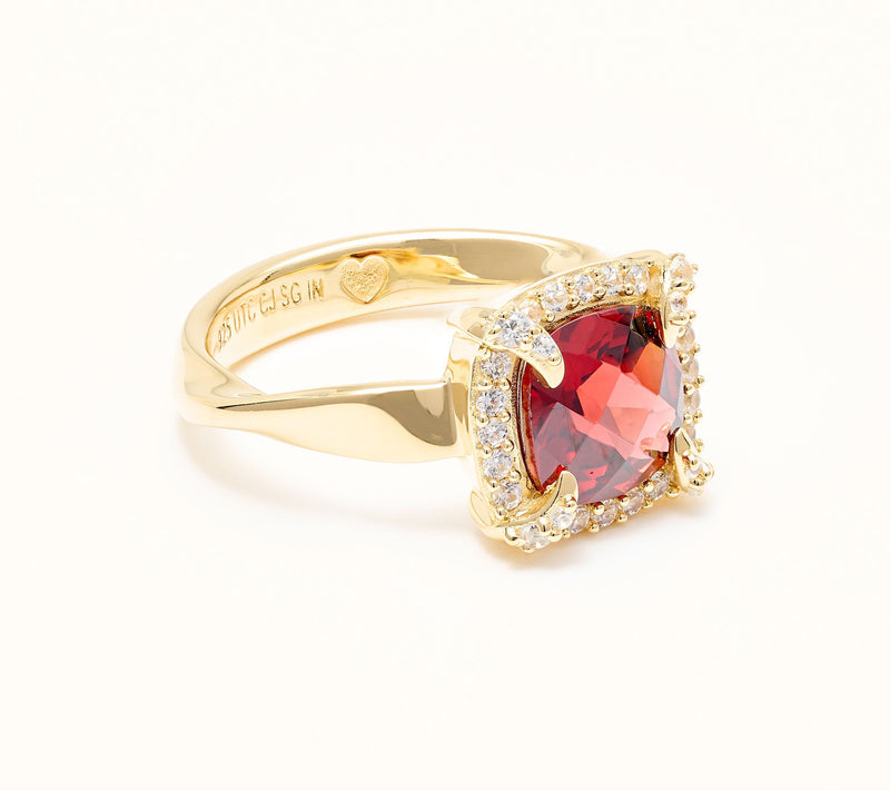 Christian James by Scott Grimes 14K Gold Clad Cushion Halo Gemstone Ring — View 13