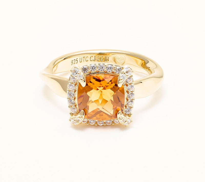 Christian James by Scott Grimes 14K Gold Clad Cushion Halo Gemstone Ring — View 2
