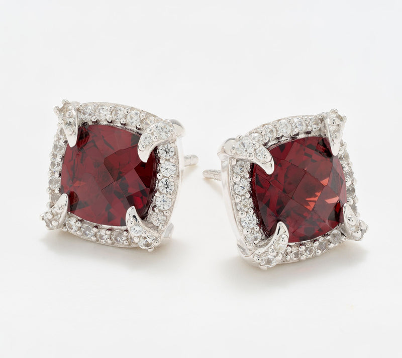 Christian James by Scott Grimes Sterling Silver Cushion Halo Stud Earrings — View 13