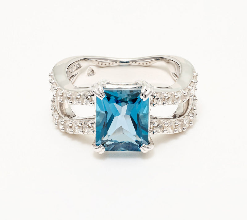 Christian James by Scott Grimes Sterling Silver Radiant Cut Gemstone Ring — View 2