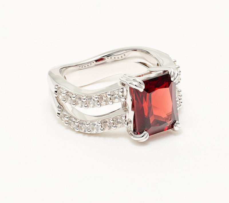 Christian James by Scott Grimes Sterling Silver Radiant Cut Gemstone Ring — View 9