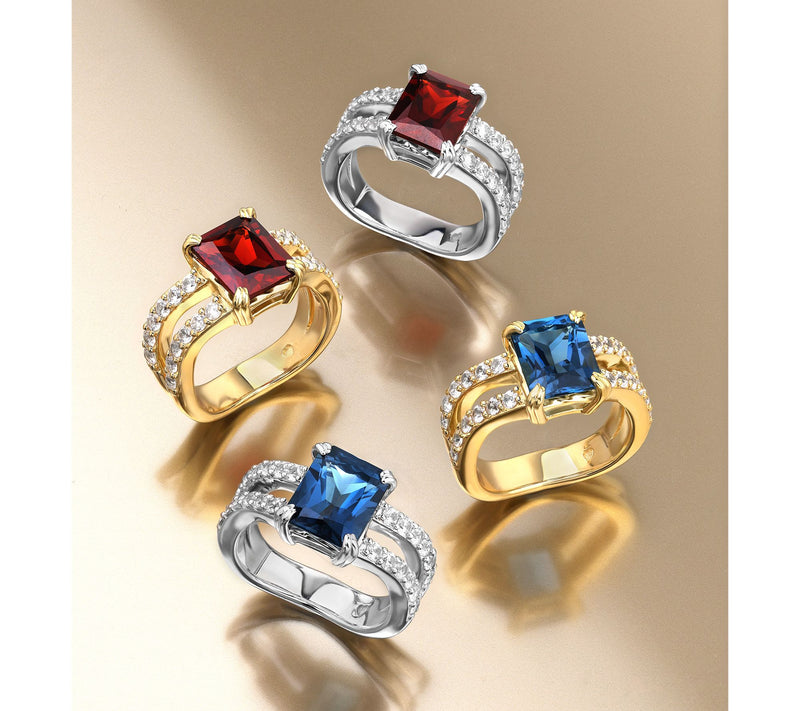 Christian James by Scott Grimes Sterling Silver Radiant Cut Gemstone Ring — View 4