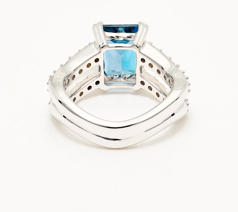 Christian James by Scott Grimes Sterling Silver Radiant Cut Gemstone Ring — View 3