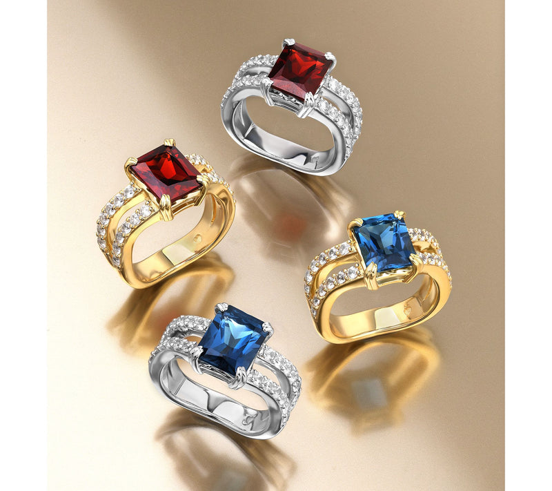 Christian James by Scott Grimes 14K Gold Clad Radiant Cut Gemstone Ring — View 4