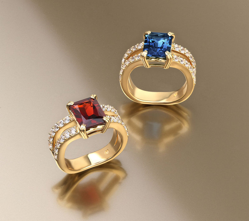 Christian James by Scott Grimes 14K Gold Clad Radiant Cut Gemstone Ring — View 5