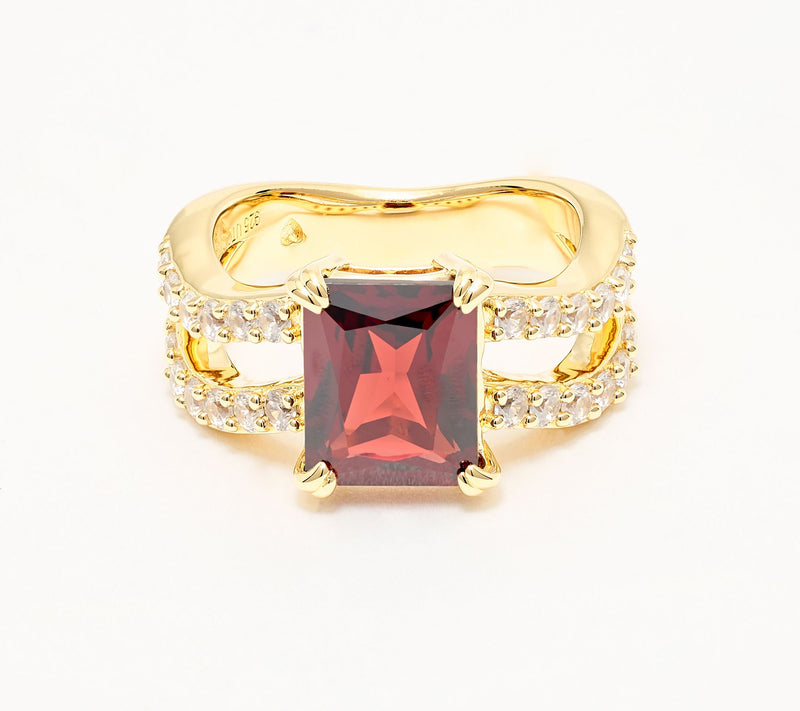Christian James by Scott Grimes 14K Gold Clad Radiant Cut Gemstone Ring — View 2