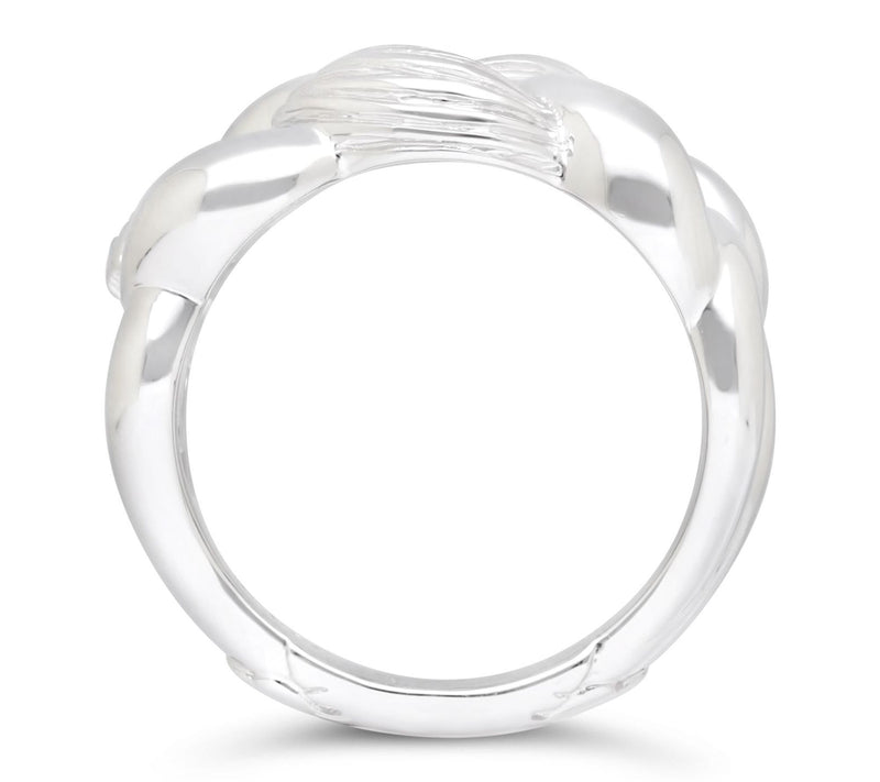 Ariva Sterling Silver Silk Textured Link Ring — View 2