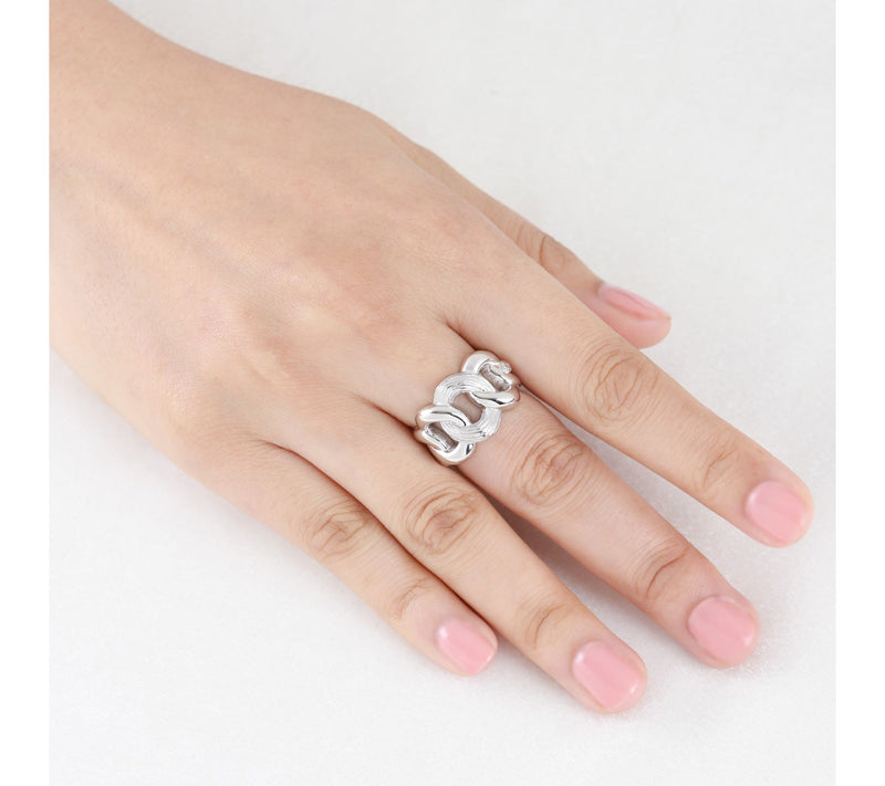 Ariva Sterling Silver Silk Textured Link Ring — View 5