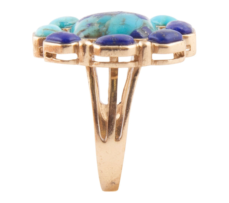 Barse Artisan Crafted Duality Blue Lapis & Turquoise Ring — View 3