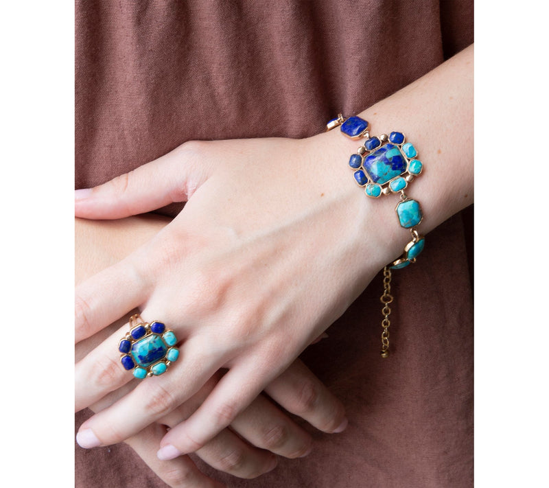 Barse Artisan Crafted Duality Blue Lapis & Turquoise Ring — View 5