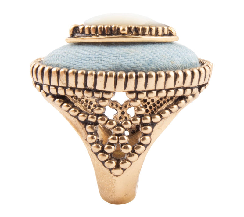 Barse Artisan Crafted White Mother of Pearl Statement Ring — View 2
