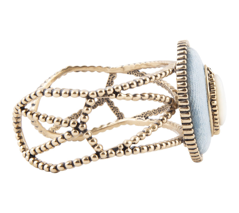 Barse Artisan Crafted White Mother of Pearl Cuff Bracelet — View 4