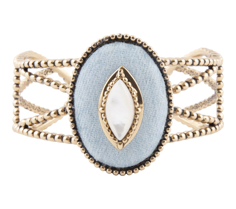 Barse Artisan Crafted White Mother of Pearl Cuff Bracelet — Main view