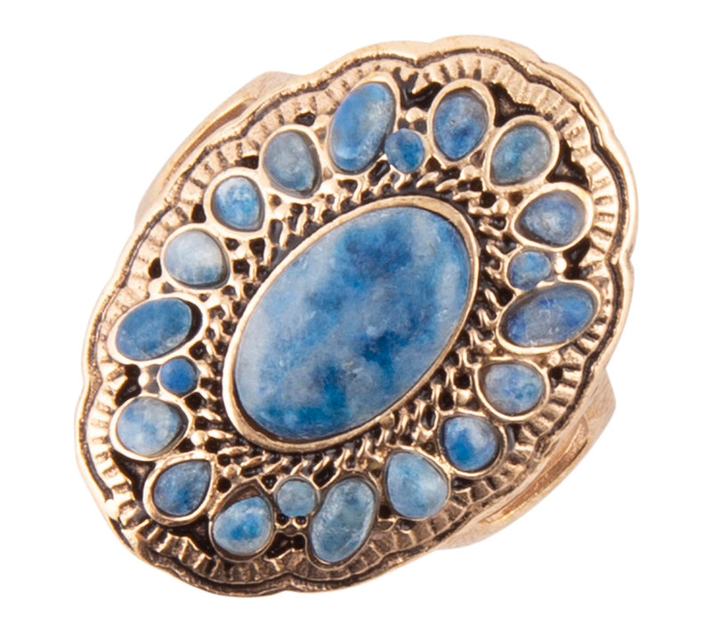 Barse Artisan Crafted Denim Blue Lapis Golden Ring — View 5