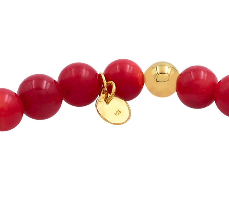 Affinity Gems Red Dyed Bamboo Stretch Bracelet,14K Plated — View 4