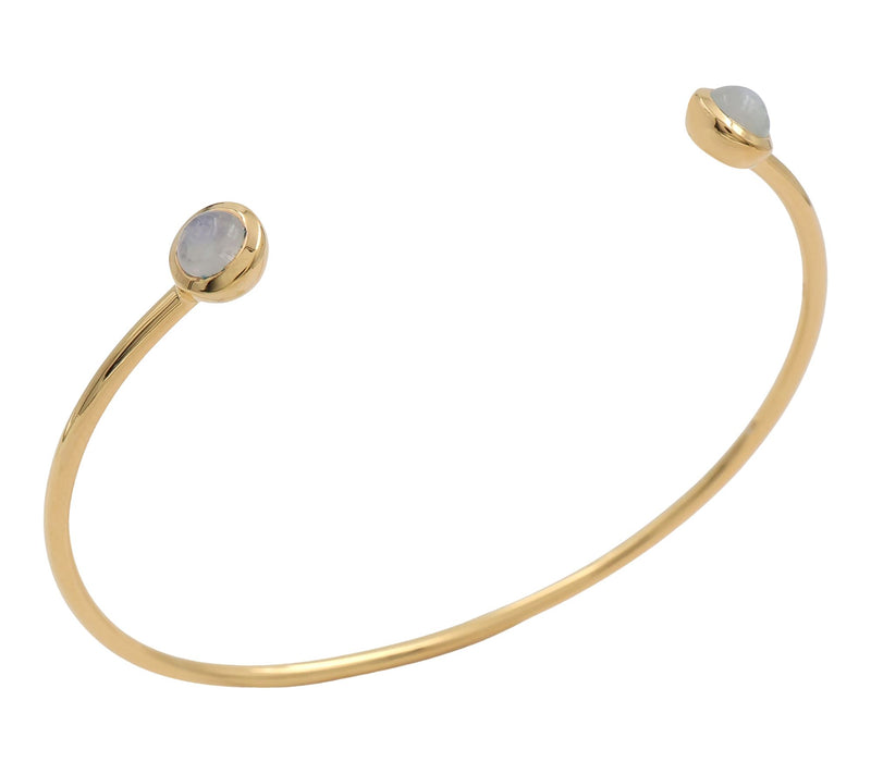 Affinity Gems Moonstone Open Bangle, 14K Gold Plated — View 4