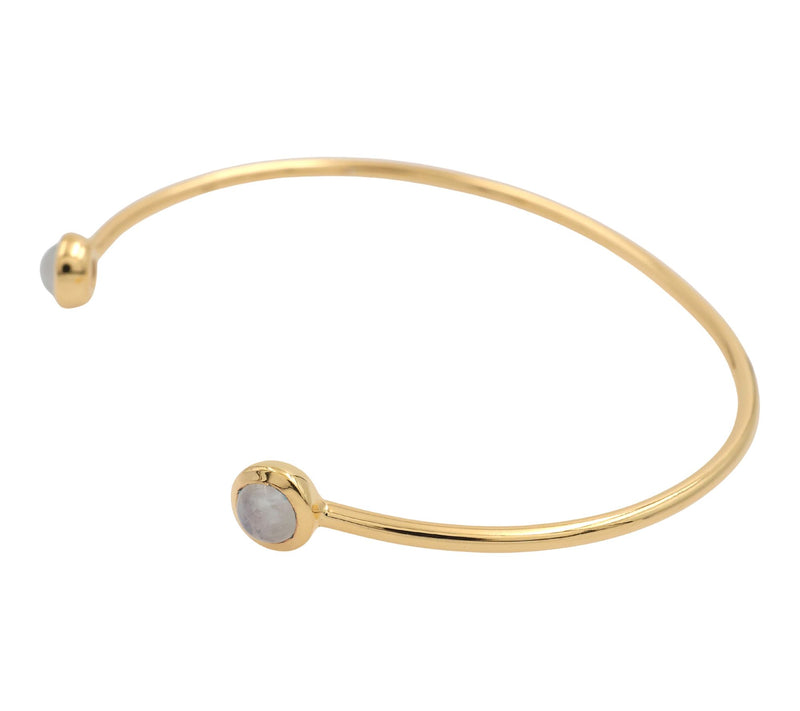 Affinity Gems Moonstone Open Bangle, 14K Gold Plated — View 2