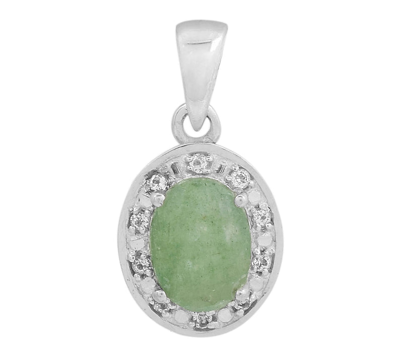 Affinity Gems Dyed Emerald & Zircon Pendant, Sterling — View 7