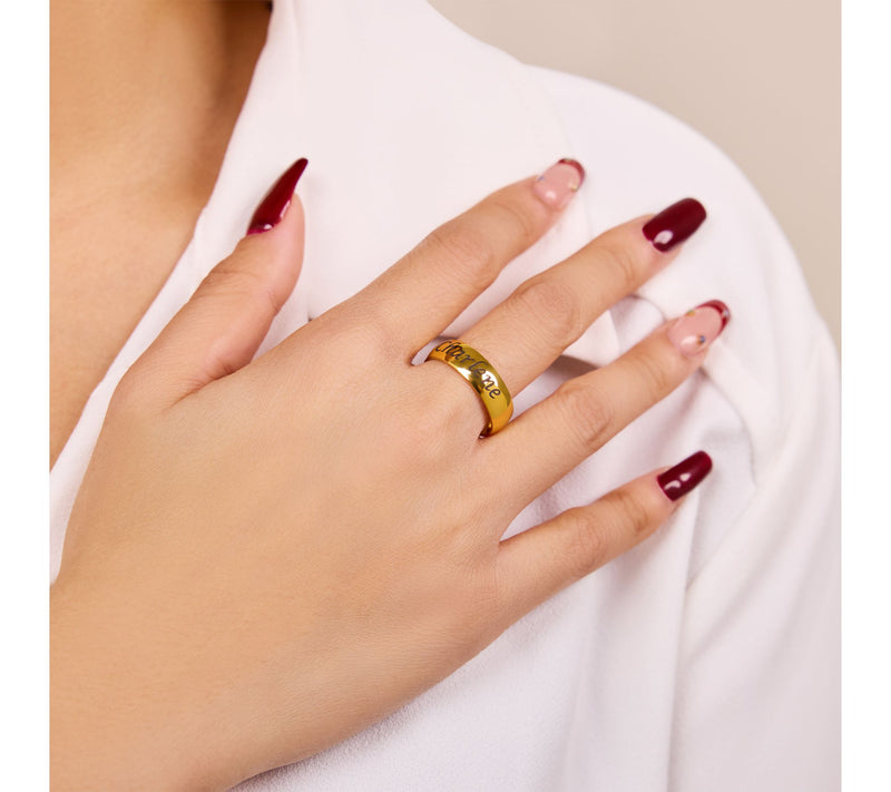 Steel By Design Personalized 6mm Wedding Band Ring — View 4