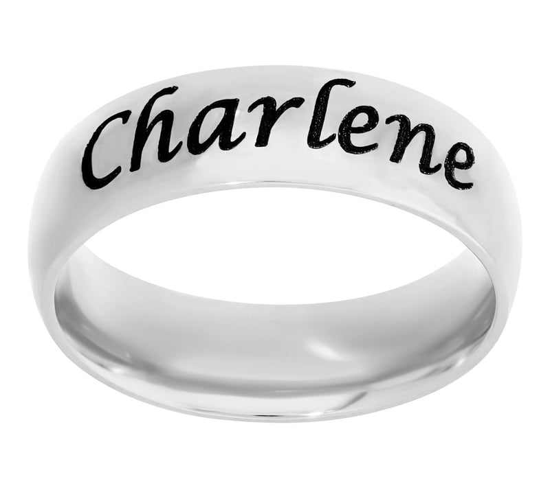 Steel By Design Personalized 6mm Wedding Band Ring — Main view