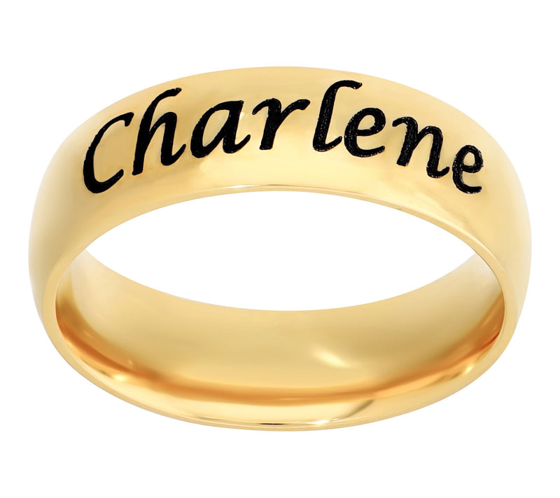 Steel By Design Personalized 6mm Wedding Band Ring — View 8