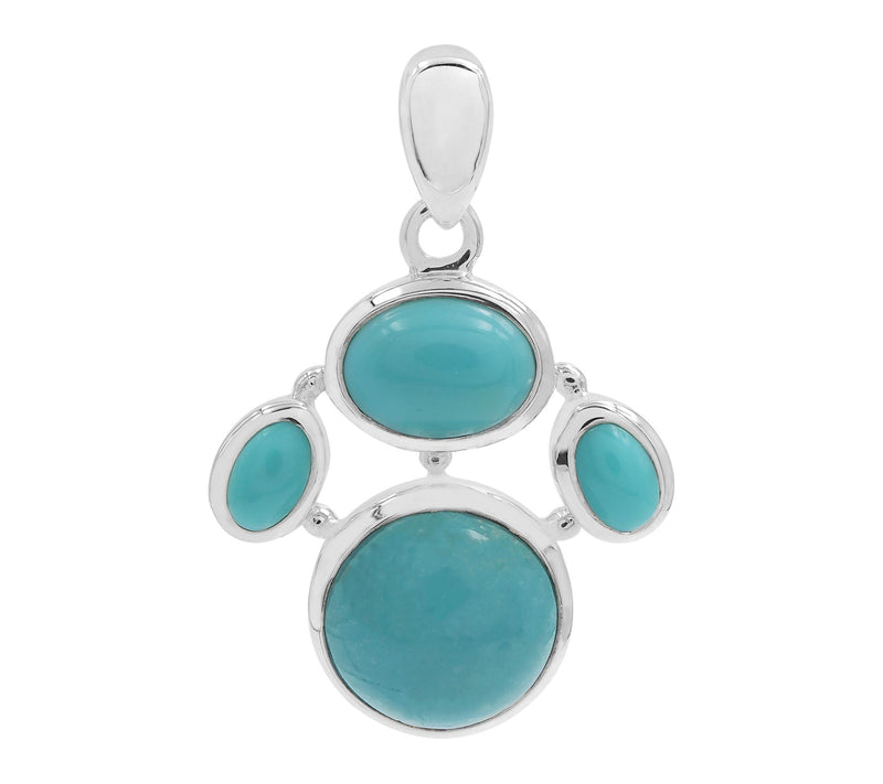 Affinity Gems Oval & Round Turquoise Pendant, Sterling Silver — Main view