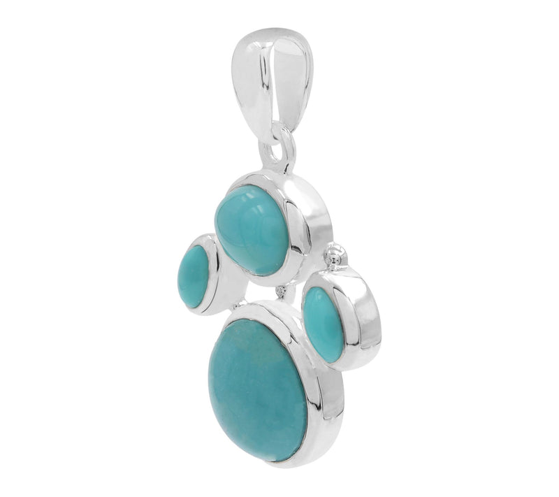 Affinity Gems Oval & Round Turquoise Pendant, Sterling Silver — View 2