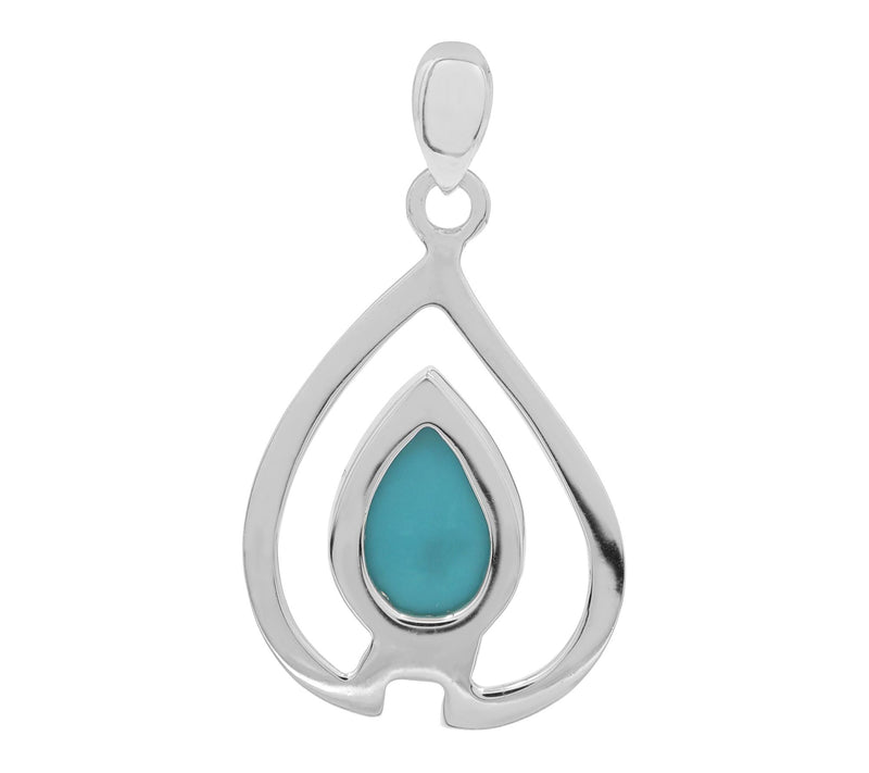 Affinity Gems Turquoise Pear Solitaire Pendant,Sterling — View 4