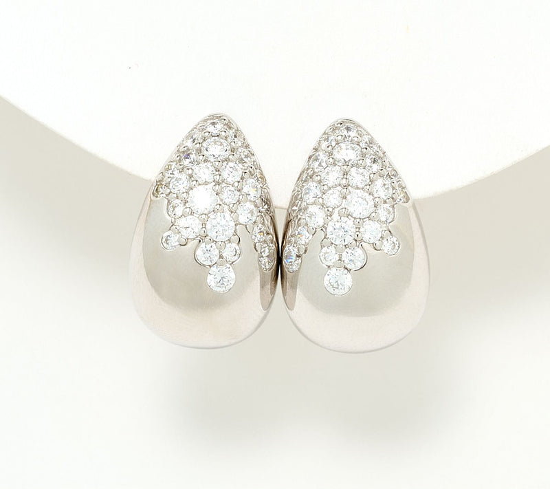 Diamonique x Jennifer Miller Pear Teardrop Shaped Earrings Sterling Silver — View 5