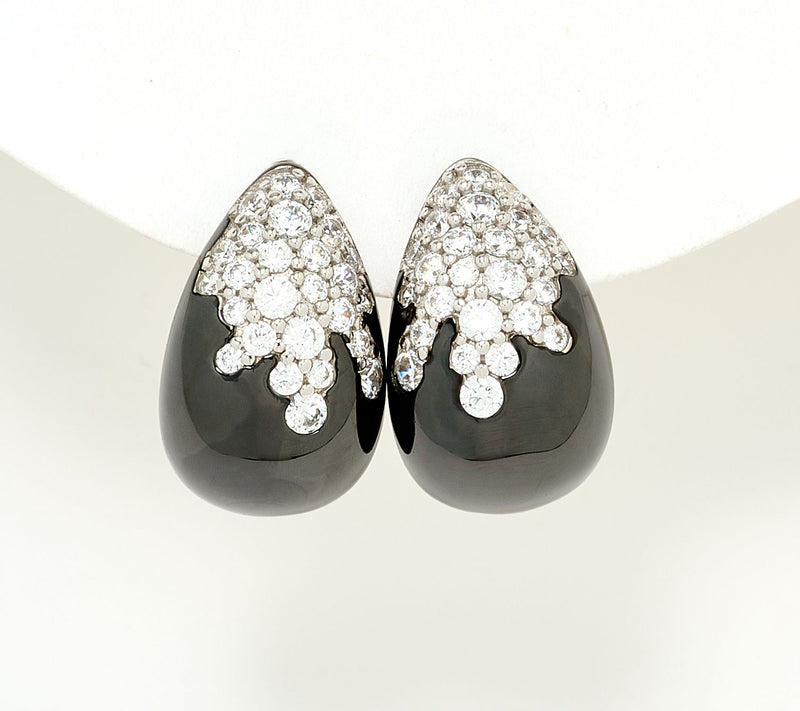 Diamonique x Jennifer Miller Pear Teardrop Shaped Earrings Sterling Silver — Main view