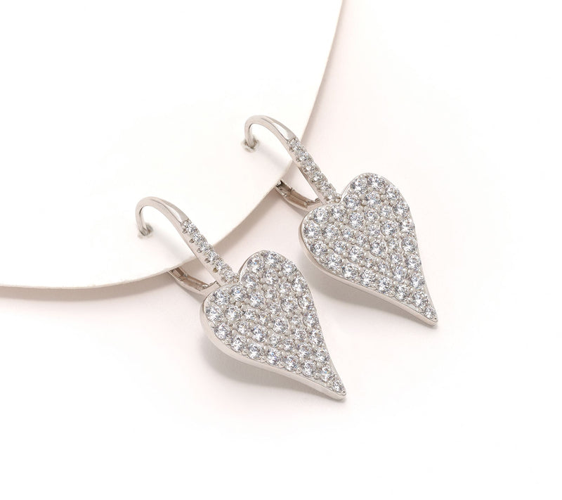 Diamonique x Jennifer Miller Pave Heart Earrings, Sterling Silver — View 6