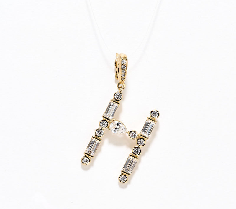 Diamonique x Lulu Frost Initial Charm Enhancer, 14k Plated — View 10