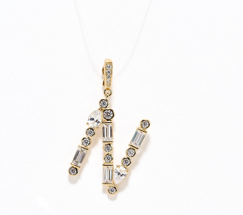 Diamonique x Lulu Frost Initial Charm Enhancer, 14k Plated — View 12