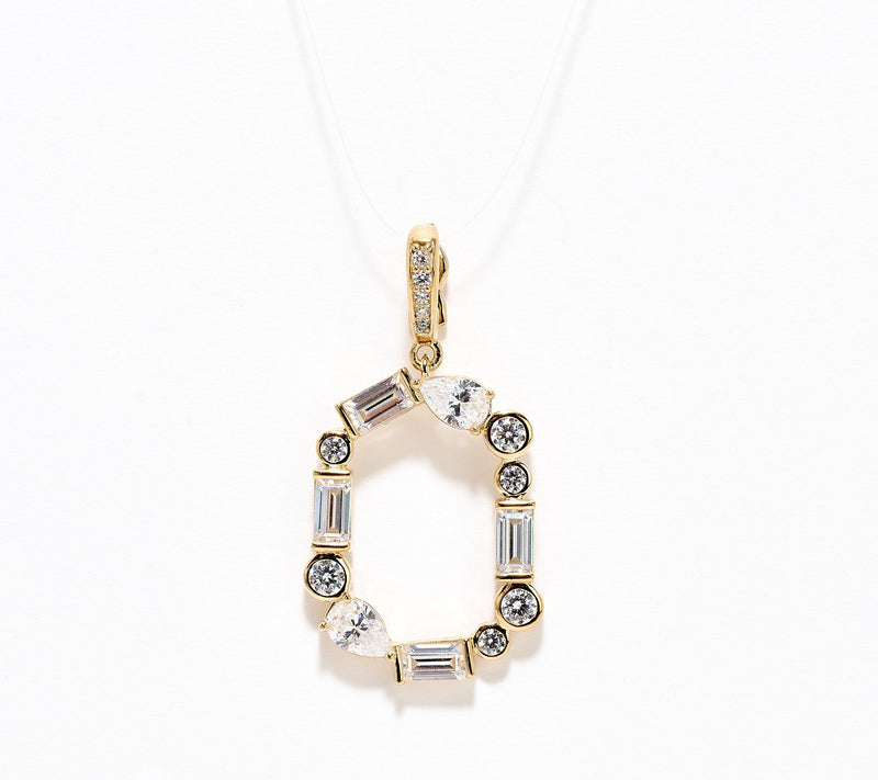 Diamonique x Lulu Frost Initial Charm Enhancer, 14k Plated — View 14