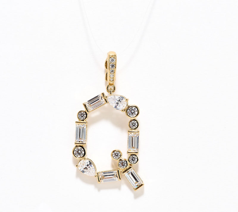Diamonique x Lulu Frost Initial Charm Enhancer, 14k Plated — View 15