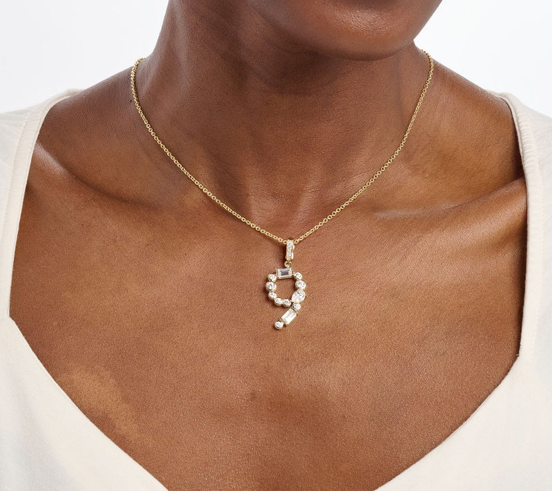 Diamonique x Lulu Frost Number Charm Enhancer, 14k Plated — View 13