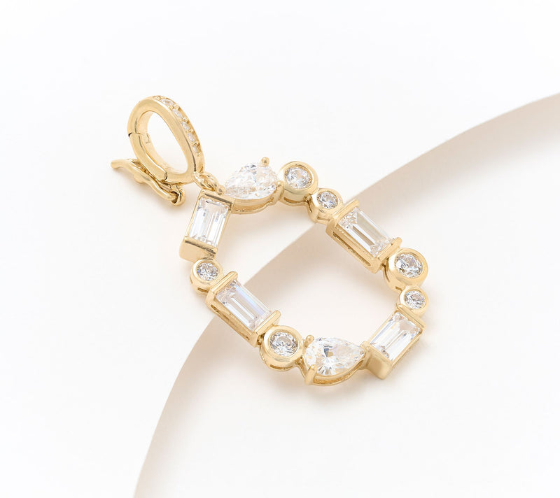 Diamonique x Lulu Frost Number Charm Enhancer, 14k Plated — View 14