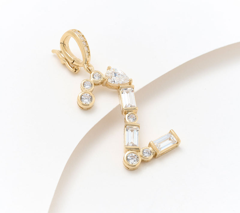 Diamonique x Lulu Frost Number Charm Enhancer, 14k Plated — View 16