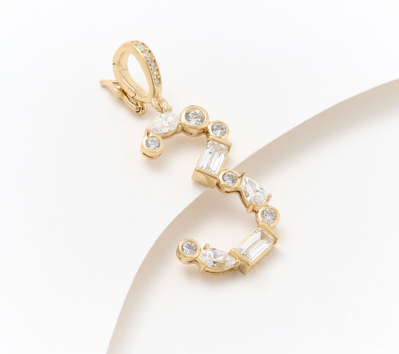 Diamonique x Lulu Frost Number Charm Enhancer, 14k Plated — View 17