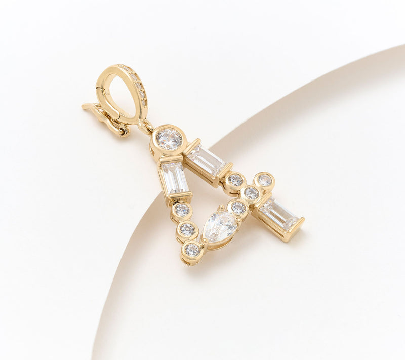 Diamonique x Lulu Frost Number Charm Enhancer, 14k Plated — View 18