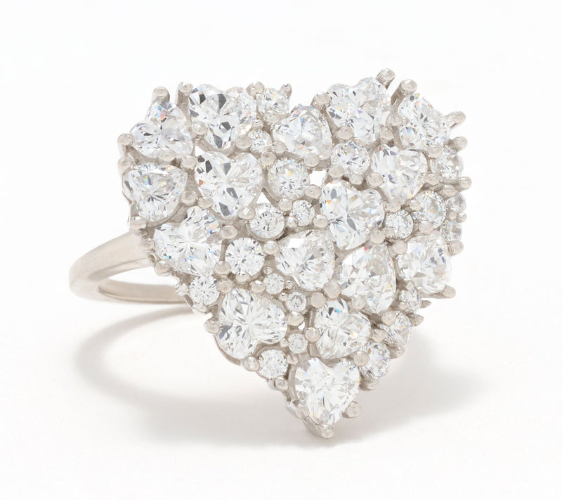 Diamonique x Lulu Frost Cluster Heart Ring, Sterling Silver — View 6