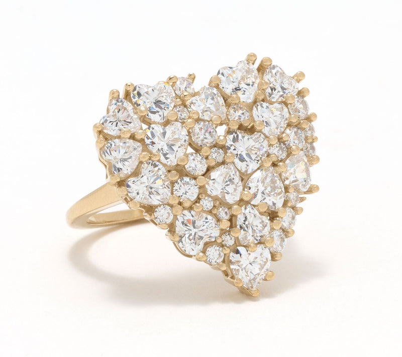 Diamonique x Lulu Frost Cluster Heart Ring, Sterling Silver — View 3