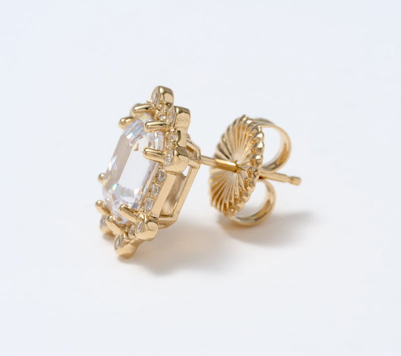 Diamonique x Lulu Frost Halo Stud Earrings, 14k Plated — View 2