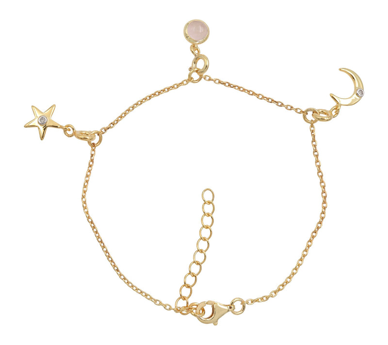 Affinity Gems Quartz & Diamond Charm Bracelet,14K Gold Plated — View 5
