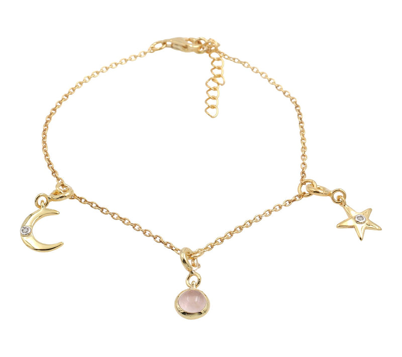 Affinity Gems Quartz & Diamond Charm Bracelet,14K Gold Plated — View 3