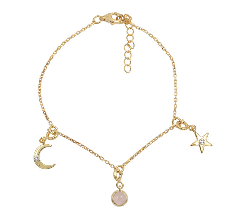 Affinity Gems Quartz & Diamond Charm Bracelet,14K Gold Plated — View 6