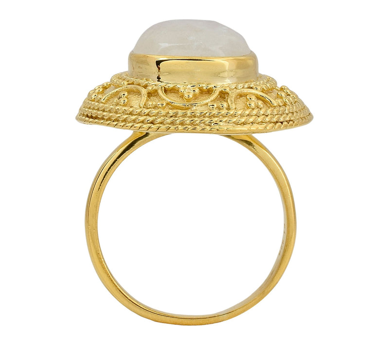 Artisan Crafted Moonstone Cocktail Ring, 14K Gold Plated — View 5